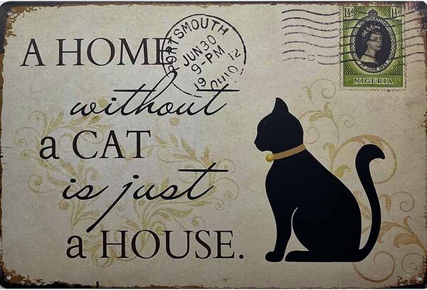 Retro Cedule Ceduľa A Home A Cat A House