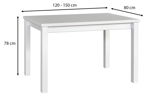 Rozkladací jedálenský stôl Mixi 5 120-150x80 - biela