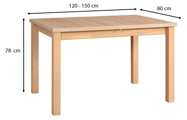 Rozkladací jedálenský stôl Mixi 5 120-150x80 - sonoma