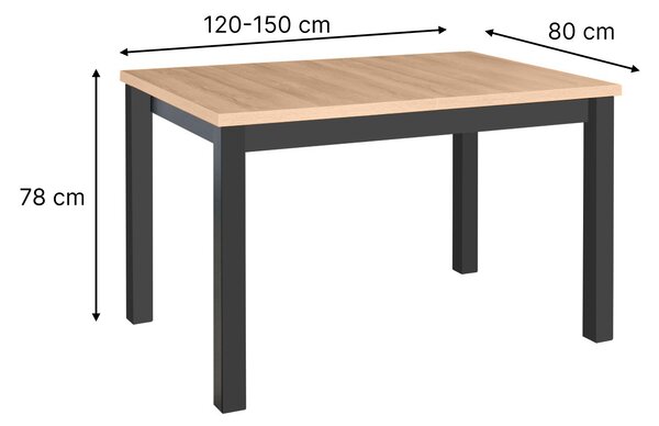 Rozkladací jedálenský stôl Mixi 5 120-150x80 - sonoma / grafit
