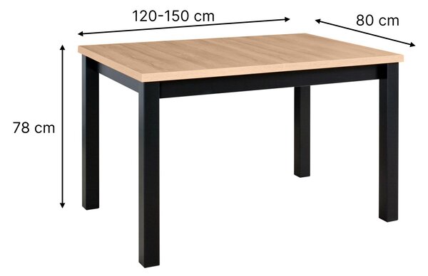Rozkladací jedálenský stôl Mixi 5 120-150x80 - sonoma / čierna