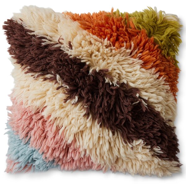 Vlnený vankúš Fluffy Striped 55 × 55 cm