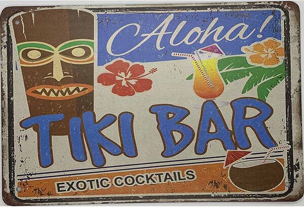 Ceduľa Tiki Bar 30cm x 20cm Plechová tabuľa