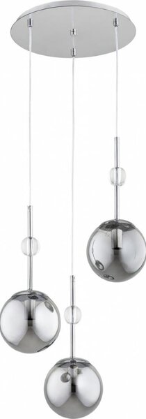 Luster na lanku ARVENA 3xE14/10W/230V lesklý chróm/čierna/dymová