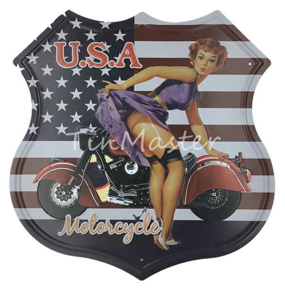 Ceduľa USA Motorcycle štít 30x30 cm Plechová tabuľa