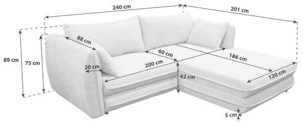 ROHOVÁ SEDAČKA, textil, čierna MID.YOU - Sedačky, Online Only