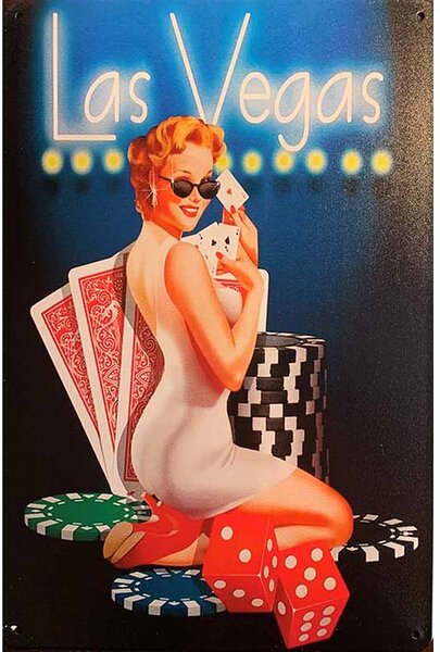 Ceduľa Las Vegas - Poker 30cm x 20cm Plechová tabuľa