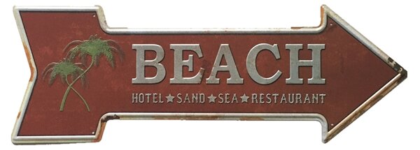 Ceduľa Beach 46x16 cm Plechová tabuľa