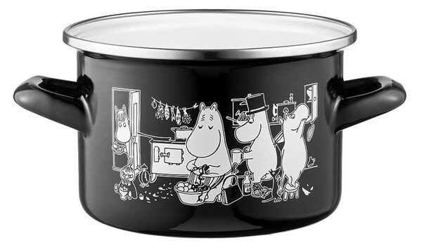 Muurla Hrniec Moomins in the Kitchen 1,5l, čierno-biely