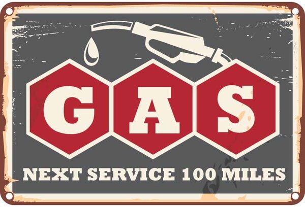 Retro Cedule Ceduľa Gas Next Service 100 miles