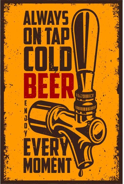 Retro Cedule Ceduľa Beer - Always On Tap Cold Beer Every Moment