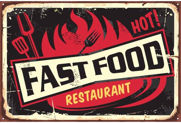 Retro Cedule Ceduľa Fast Food - Restaurant
