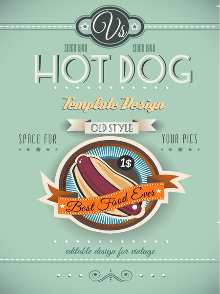 Retro Cedule Ceduľa Hot Dog - Best Food Ever