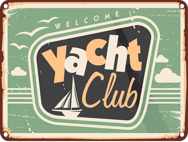 Ceduľa Yacht Club 30cm x 20cm Plechová tabuľa