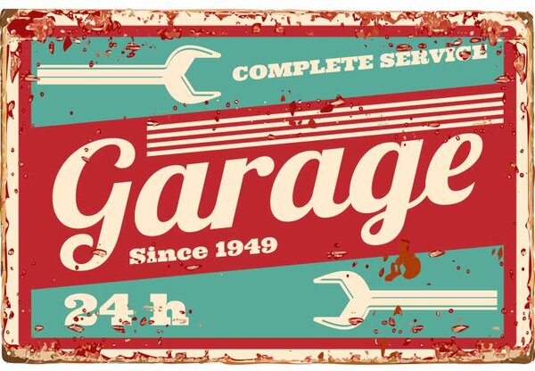 Ceduľa Garage Complete Service 30cm x 20cm Plechová tabuľa