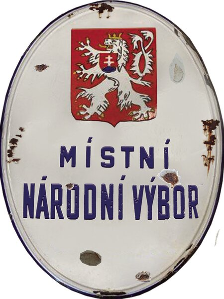 Ceduľa Místní Národní Výbor - historická tabuľa ČSSR 40cm x 30cm Plechová tabuľa