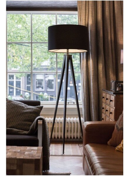 Čierna stojacia lampa Zuiver Tripod