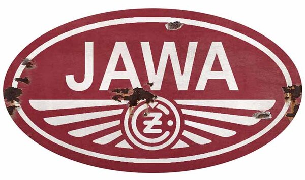 Ceduľa Jawa - logo - historická ceduľa ČSSR 30cm x 20cm Plechová tabuľa