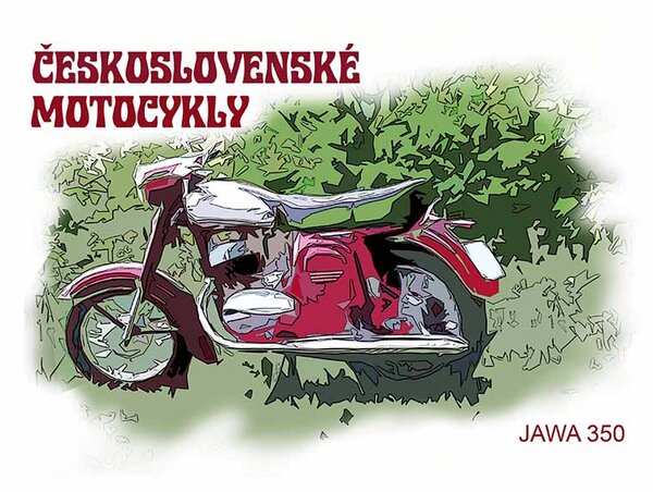 Ceduľa Československé Motocykly - Jawa 350 - historická ceduľa 30cm x 20cm Plechová tabuľa