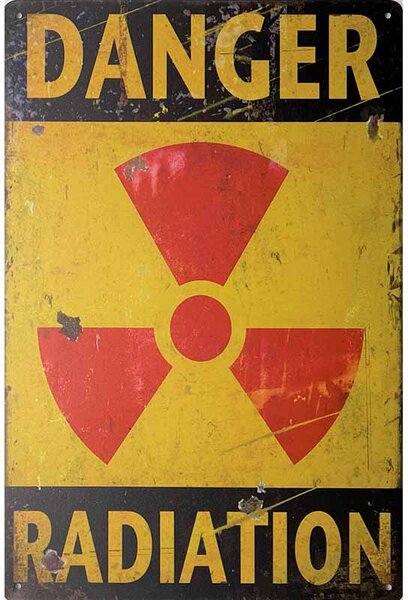 Ceduľa Danger Radiation Vintage style 30cm x 20cm Plechová tabuľa