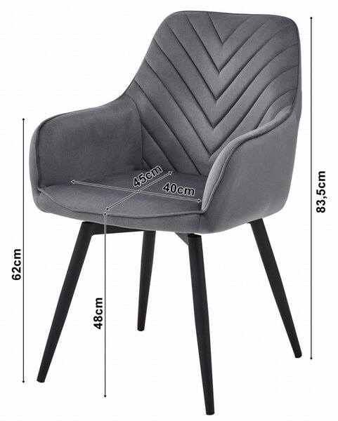 Otočné jedálenské kreslo NANA360 VELVET, tmavosivé