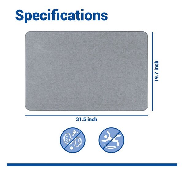 Sivá kúpeľňová predložka z kremeliny 50x80 cm Simi – Wenko