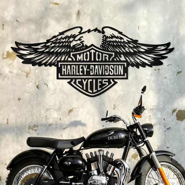 DUBLEZ | Drevený obraz - Logo Harley Davidson | Obraz