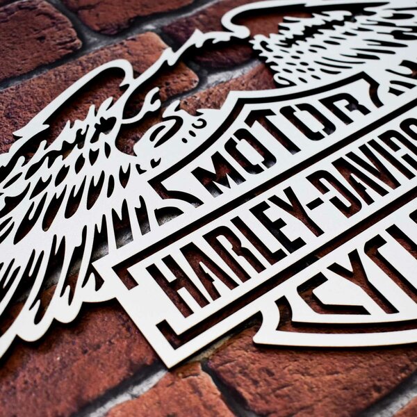 DUBLEZ | Drevený obraz - Logo Harley Davidson | Obraz
