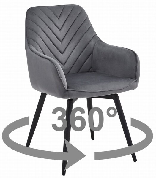 Otočné jedálenské kreslo NANA360 VELVET, tmavosivé
