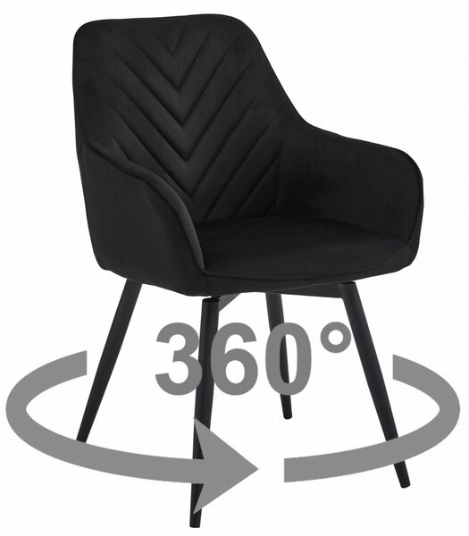 Otočné jedálenské kreslo NANA360 VELVET, čierne