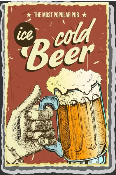 Retro Cedule Ceduľa Beer - Ice Cold Beer