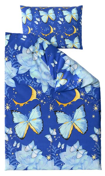 Bavlnené obliečky BLUE BUTTERFLY tmavo modré Rozmer obliečky: 70 x 90 cm | 140 x 200 cm