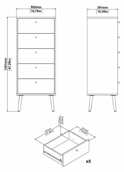 Biela vysoká komoda 50x120 cm Bodo – Tvilum