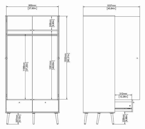 Biela šatníková skriňa 99x200 cm Bodo – Tvilum