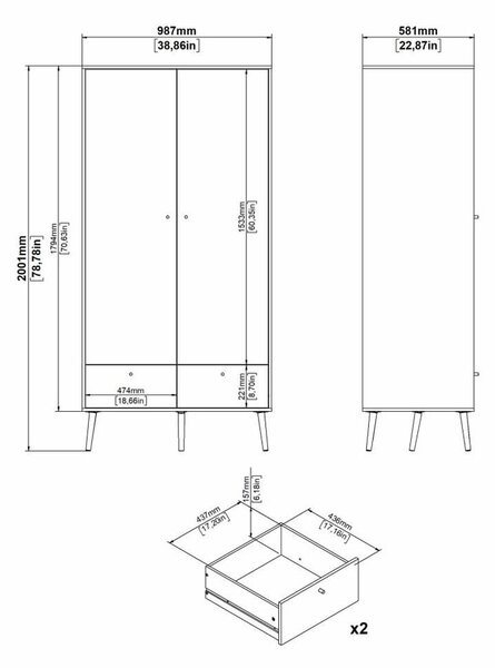 Biela šatníková skriňa 99x200 cm Bodo – Tvilum