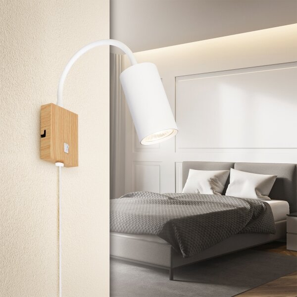 Brilagi - Flexibilné nástenné svietidlo SELE 1xGU10/30W/230V biele/dubový dekor