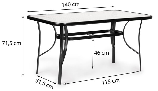 ModernHome Záhradný stôl vlnitý sklenený 140x80cm terasa balkón