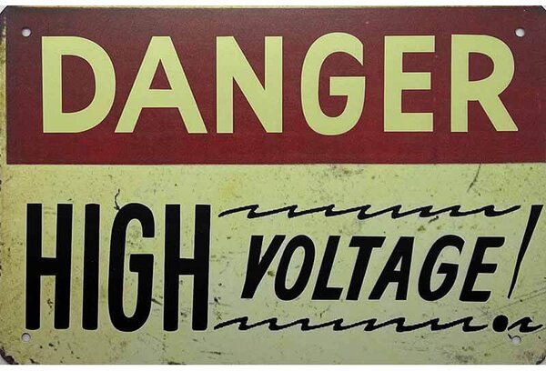 Retro Cedule Ceduľa Danger High Voltage