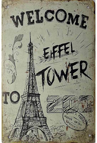 Retro Cedule Ceduľa Welcome Eiffel Tower