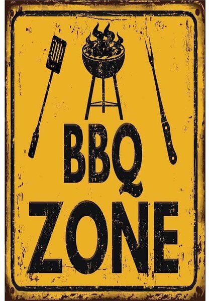 Ceduľa BBQ Zone Vintage style 30cm x 20cm Plechová tabuľa