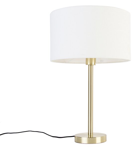 Klasická stolná lampa z mosadze s bielym tienidlom 35 cm - Simplo