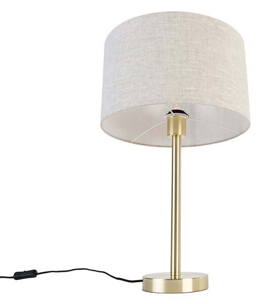 Klasická stolová lampa mosadzná so svetlosivým tienidlom 35 cm - Simplo