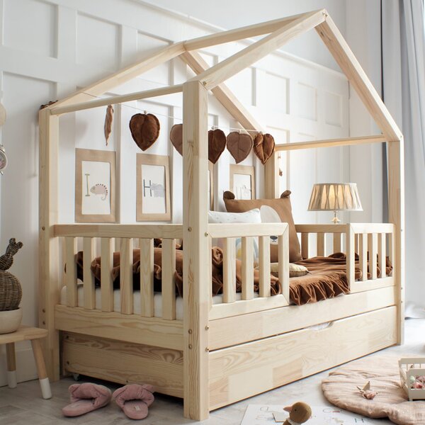 Raj posteli Detská posteľ HouseBed KODAŇ PLZ Duo Plus 190/90 cm (s prístelkou) 190x90 cm prírodná