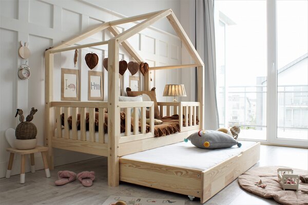 Raj posteli Detská posteľ HouseBed KODAŇ PLZ Duo Plus 190/90 cm (s prístelkou) 190x90 cm prírodná