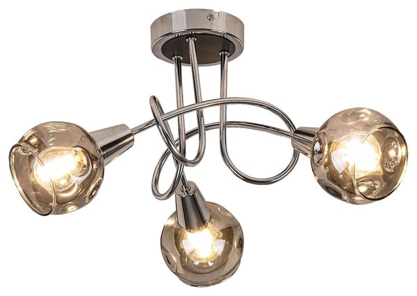 Rabalux 5348 prisadené stropné svietidlo Tamara 3x40W | E14 - chróm, dymové sklo