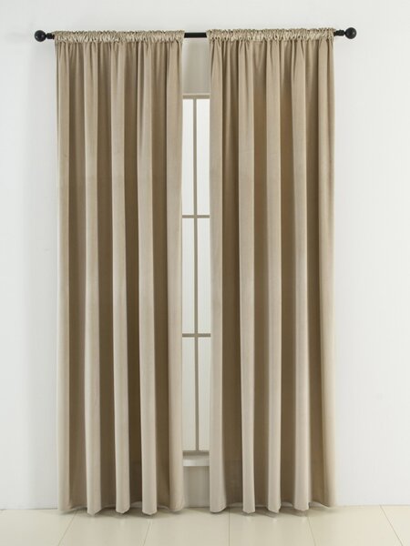 Zamatové zatemňovacie závesy Cesar prírodné - 140 x 160 cm (2ks) - riasiaca stuha