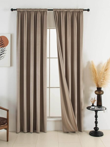 Zamatové zatemňovacie závesy Cesar cappuccino - 140 x 160 cm (2ks) - riasiaca stuha