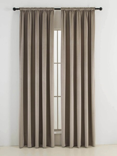 Zamatové zatemňovacie závesy Cesar cappuccino - 140 x 160 cm (2ks) - riasiaca stuha