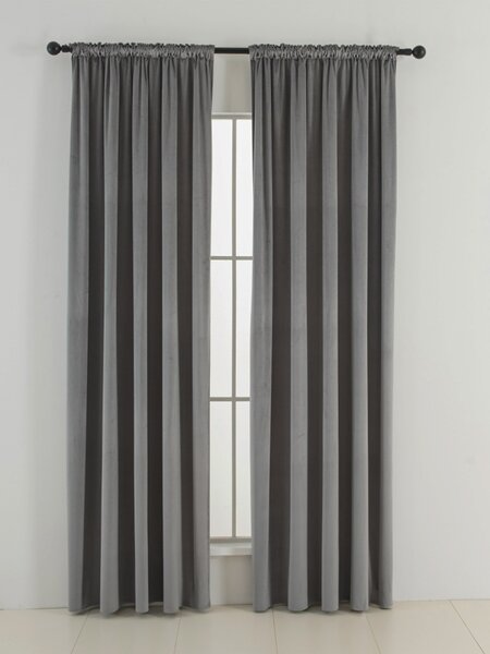 Zamatové zatemňovacie závesy Cesar sivé - 140 x 160 cm (2ks) - riasiaca stuha
