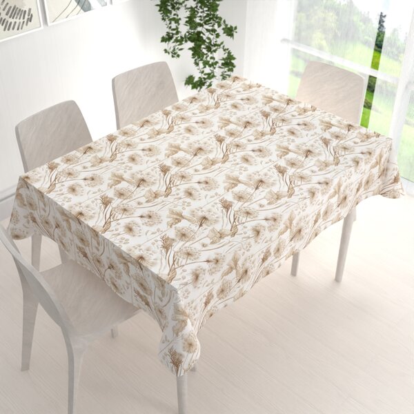 Biante Bavlnený obdĺžnikový obrus Sandra SA-518 Jesenné púpavy na bielom 50x100 cm